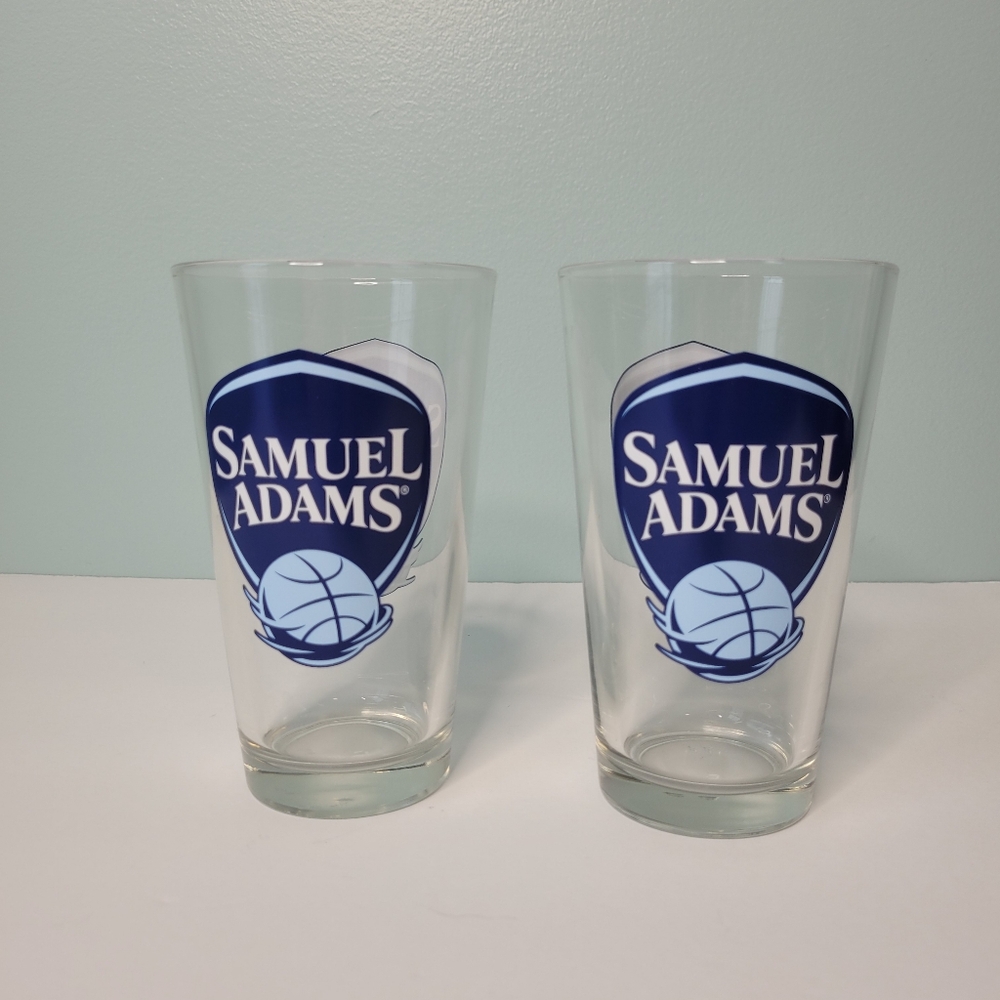 Samuel Adams Blue Basketball Pint Glass Set of 2 Sam Adams Glasses March Madness